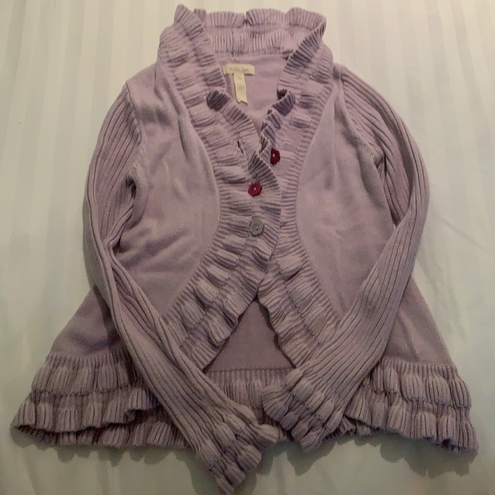 Matilda Jane- purple ruffled sweater- size 8